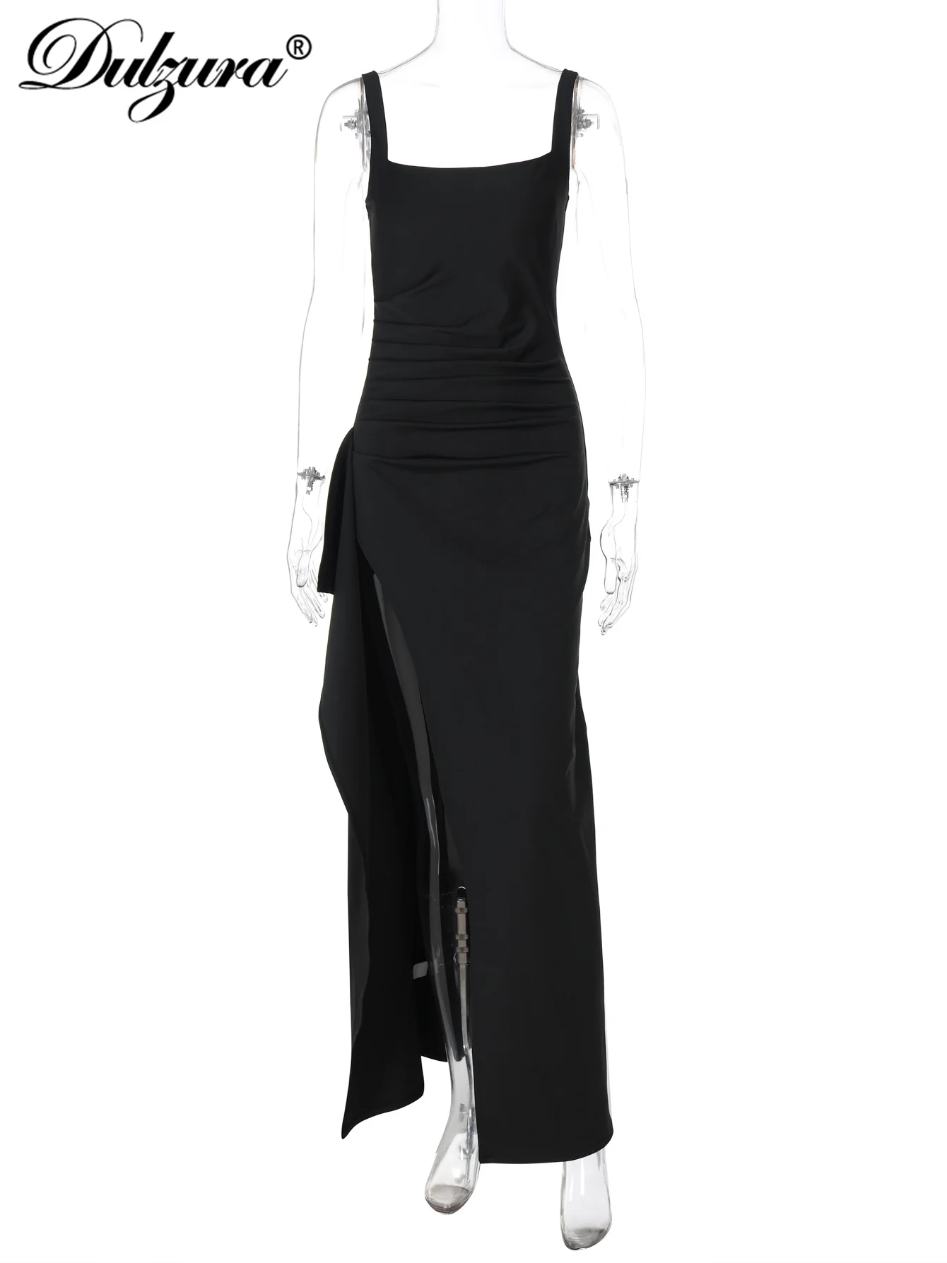 DulzuraแขนกุดBackless Bodycon Ruchedด้านข้างCami Maxiชุดเซ็กซี่Elegantชุดยาวปาร์ตี้Clubwearฤดูร้อนชุด