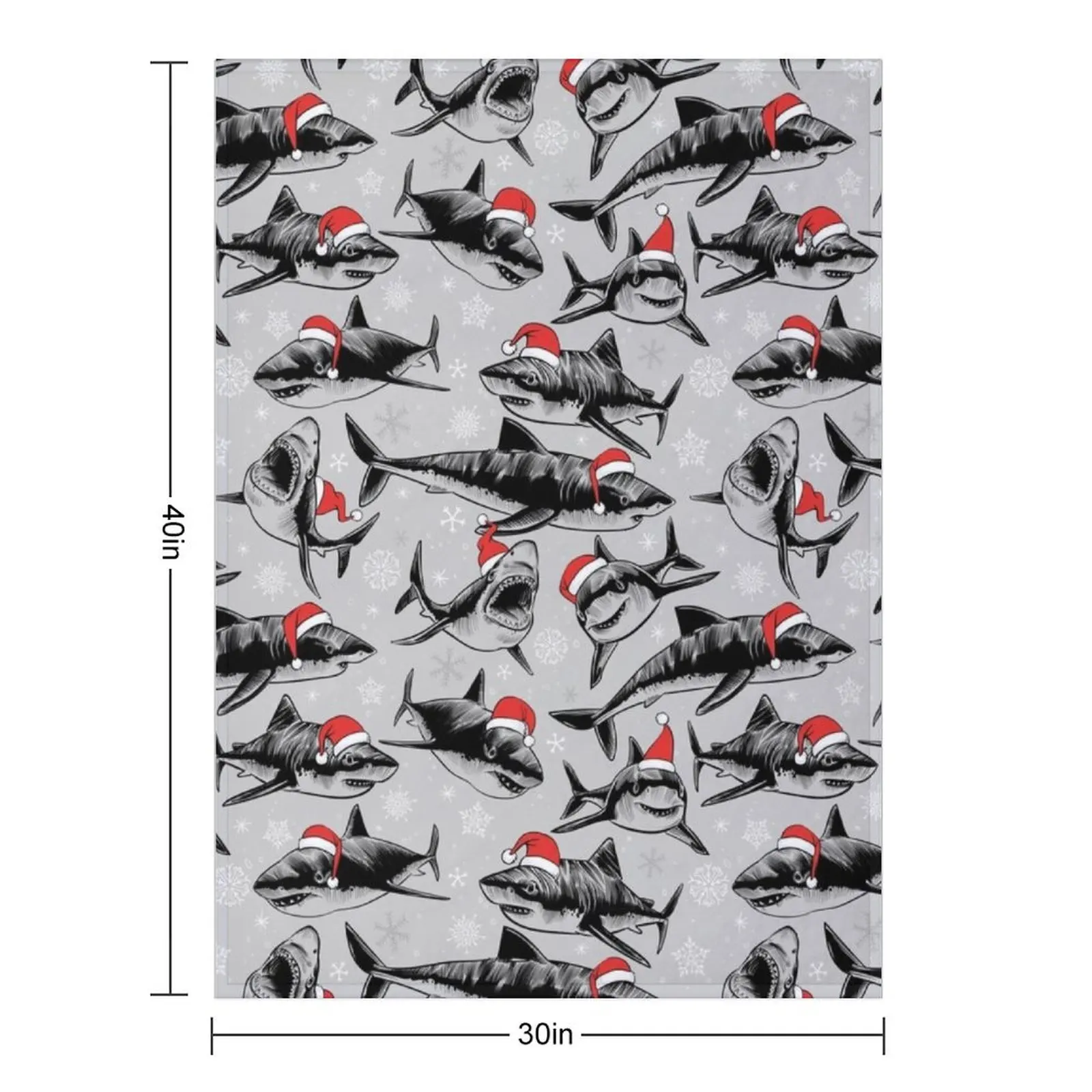 Santa Sharks Throw Blanket Decoratives Nap decorative Hairy Weighted warm winter Blankets