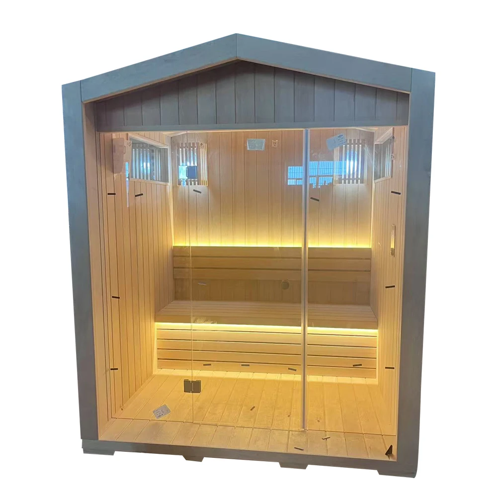 

Newly Designed Sauna Room for Two People, an Outdoor Sauna Room Made of Hemlock Wood Customized Solid Wood Sauna