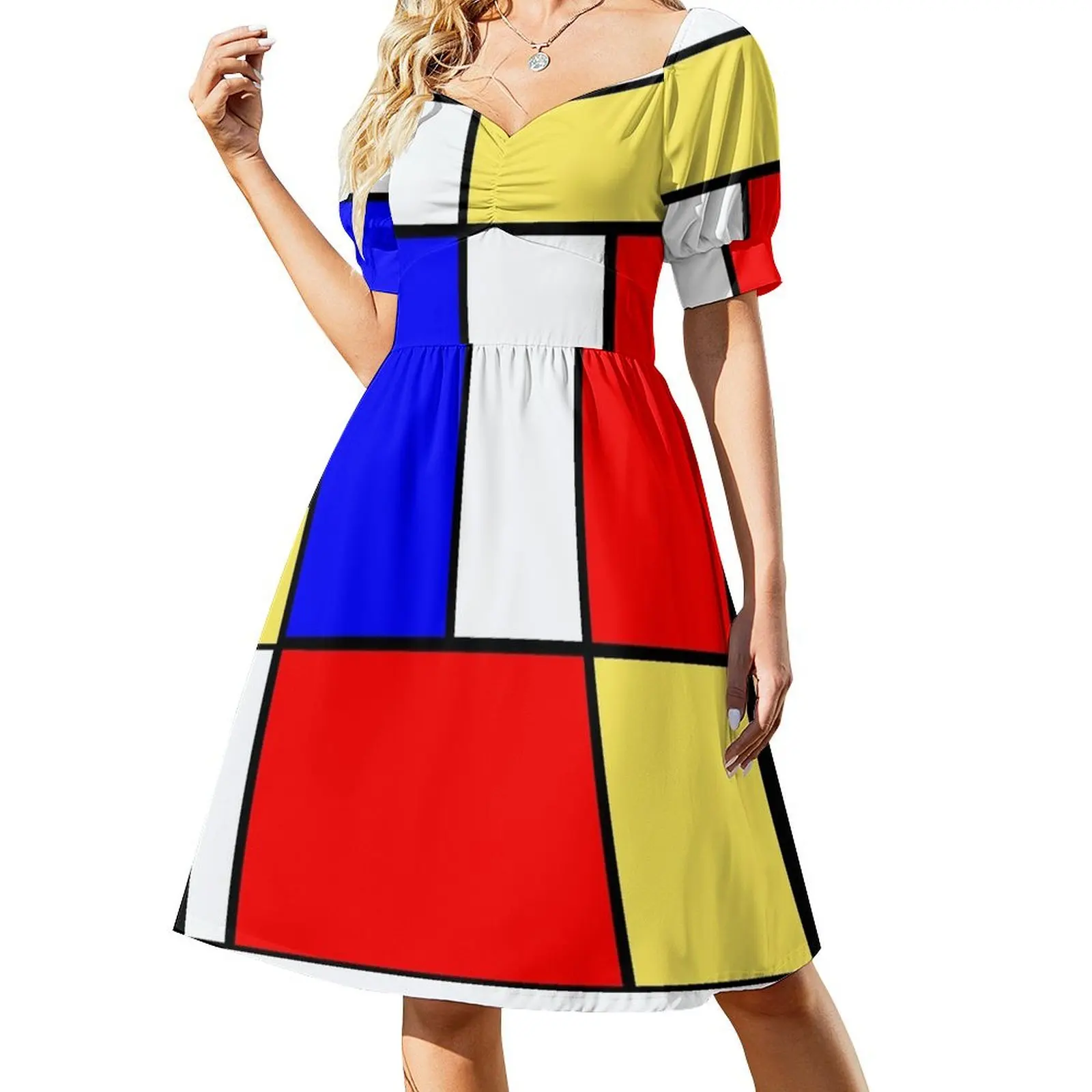 

Mod 60s Mondrian Style Short Sleeved Dress summer dresses for women 2025 summer dress daily Dress