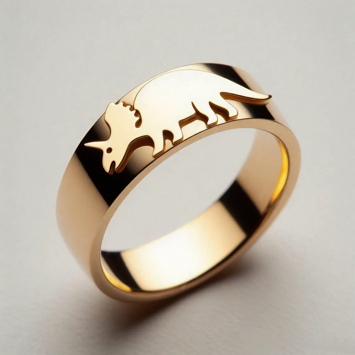 Custom Anchor Ring Men Stainless Steel Ring with Symbols Gold Dinosaur Pattern Signet Logo Ring Wedding Band Gothic Jewelry Gift
