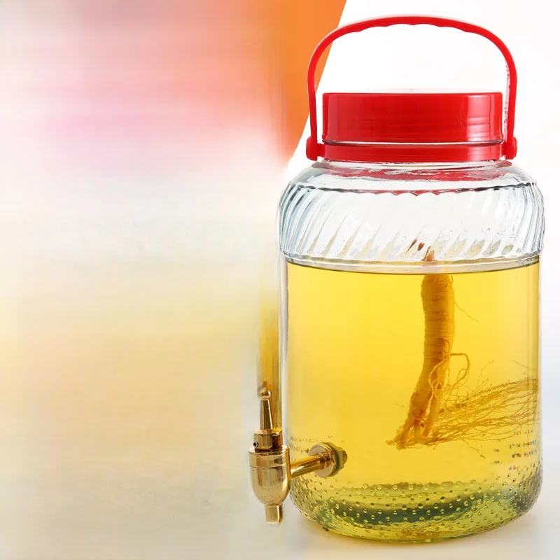 Sealed Glass Bottle with Tap for Home Use Fermentation Pickle Brewing Wine Making Brine Cabbage Jar Kitchen Storage Container