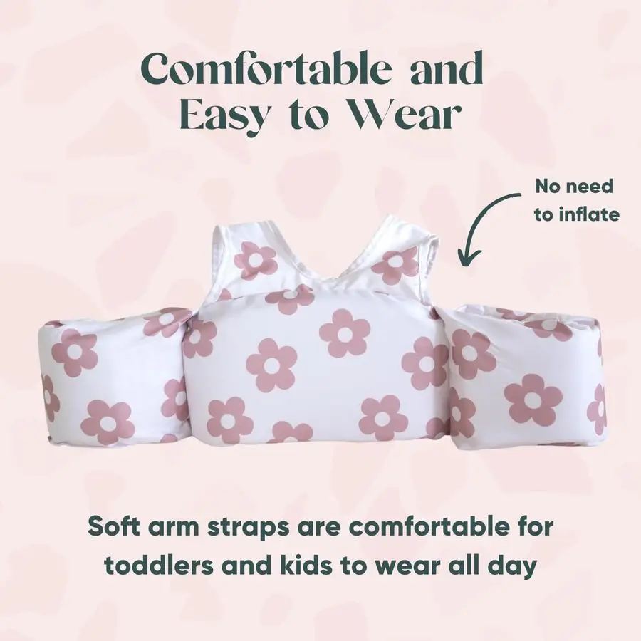 Chaleco de natación para niños pequeños, chaqueta flotante para niños, alas de agua para niños y niñas, amplificador duradero, ajuste ajustable, amplificador seguro, cómodo K