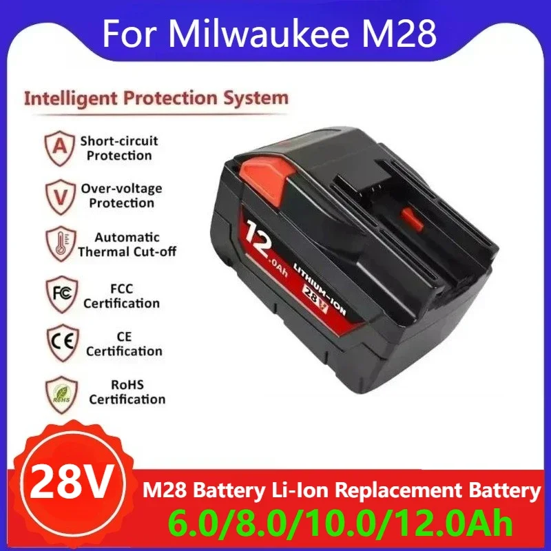 

Для Milwaukee 28 В 12,0 Ач M28 аккумулятор литий-ионный запасной аккумулятор для Milwaukee 28 В M28 48-11-2830 0730-20 аккумулятор для инструментов