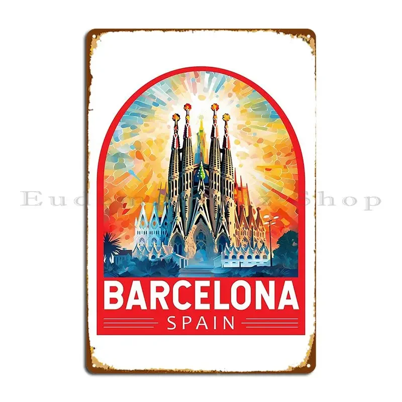 Barcelona Spain Travel Art Emblem Metal Sign Print Cinema Garage Garage Party Tin Sign Poster