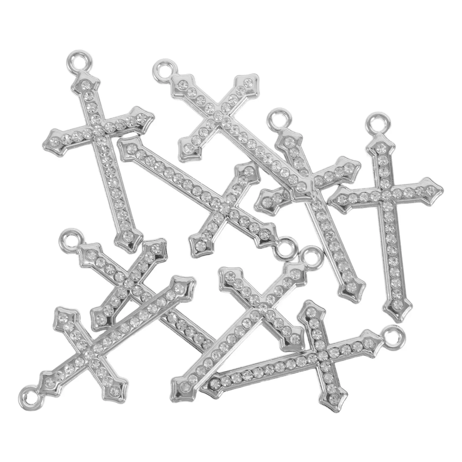 

10Pcs Vintage Crucifix Rhinestone Cross Charms Alloy Pendants Jewelry Making Supplies Prayer Necklace Craft Charms Accessories