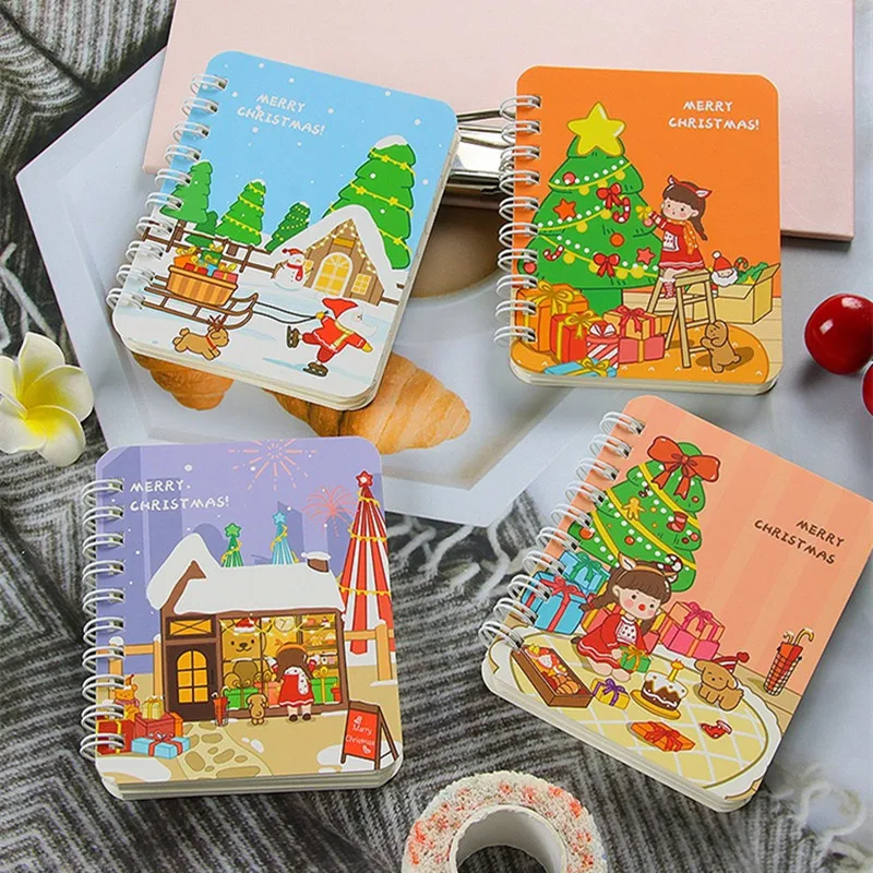 4PCS/Pet Christmas Series A7 Coil This Rollover Notepad Student Holiday Prize Gift Notebook Notebook Notebook Notebook Ledger