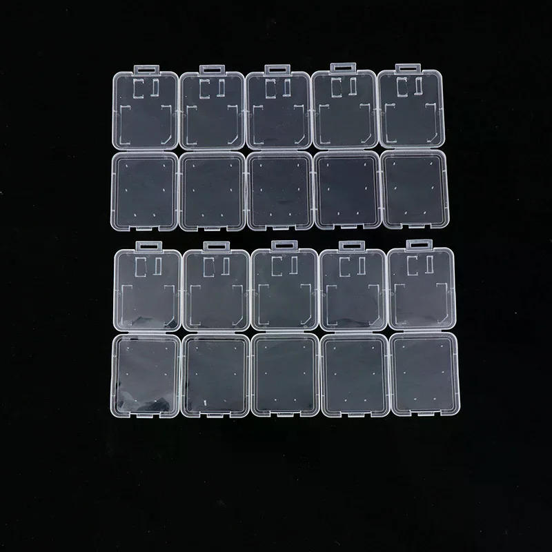 10 SDHC MMC XD CF card protective covers, SD memory card storage box, transparent plastic TF Sim card storage box