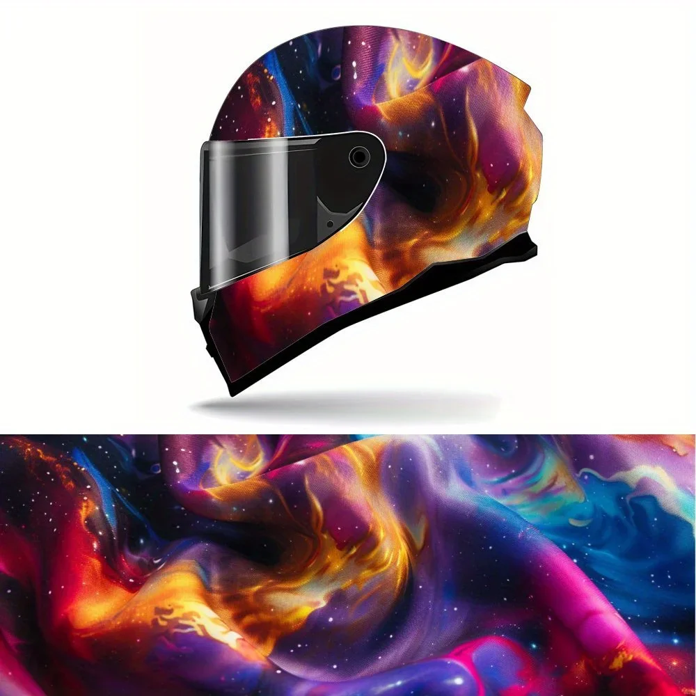 

Daring Thunder Cosmos Motif Full Helmet Vinyl Wrap Sticker, Motorcycle Helmet Racing Graphic Decal, Waterproof Self-adhesive Hel