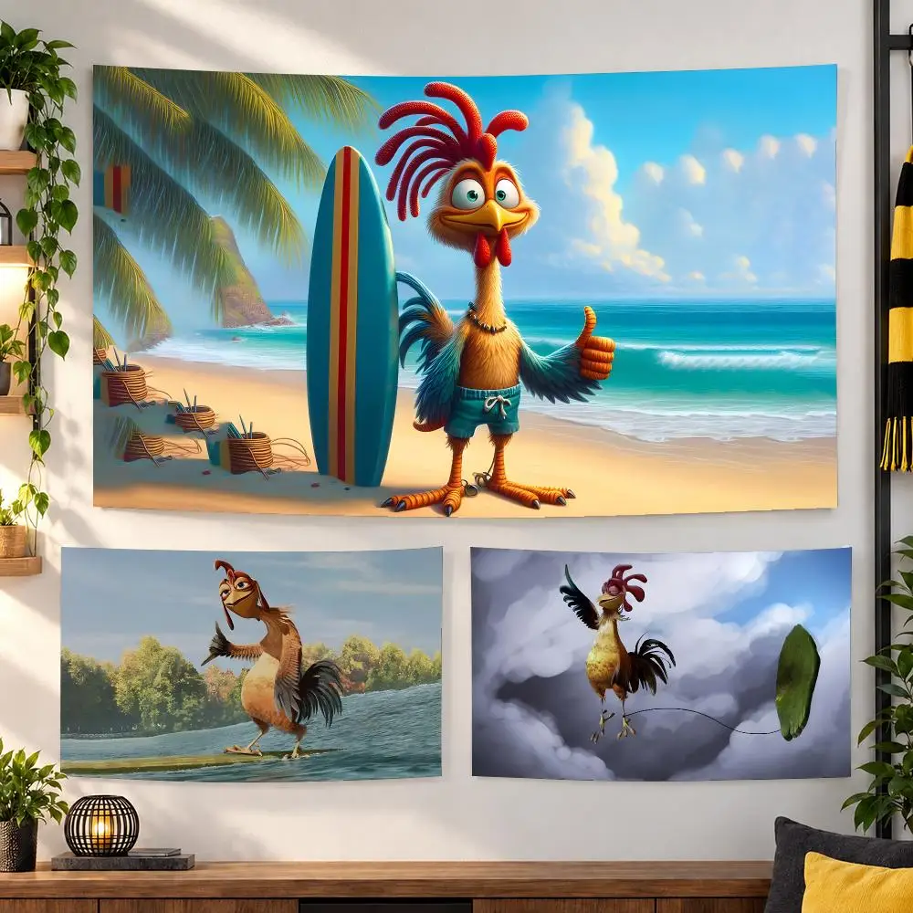Funny Surf Chicken Joe Tapestry Wall Hanging, Suitable For Living Room, Bedroom, Study, Party Home Decor Gift