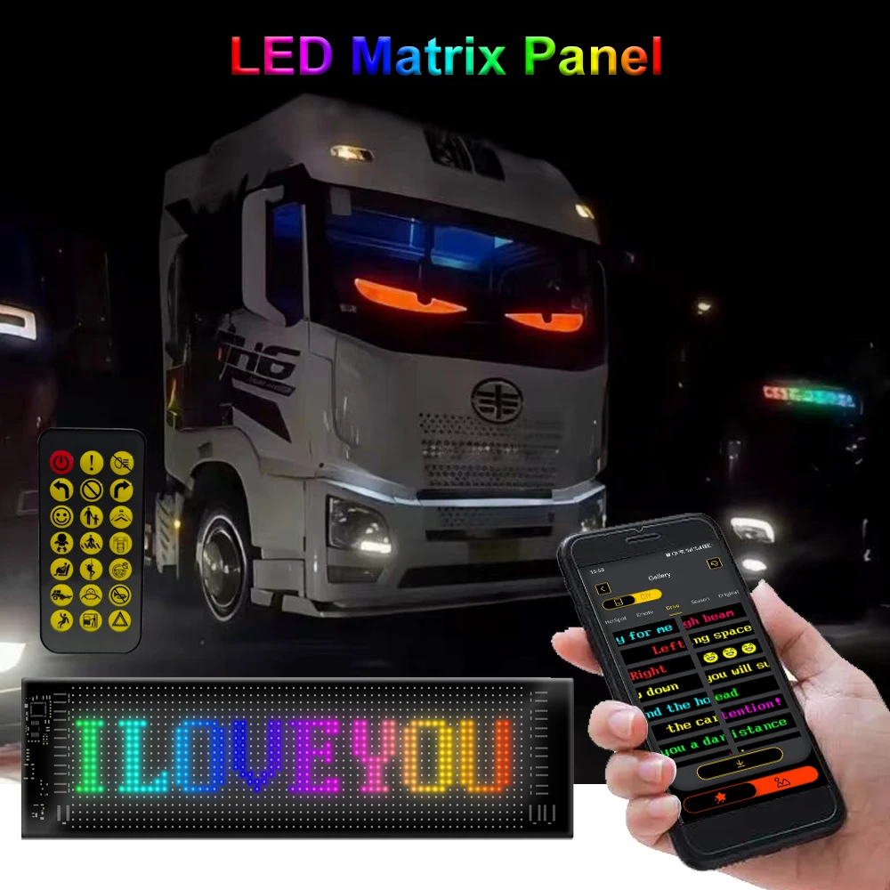 LED Matrix แผงรถด้านหลังจอแสดงผลหน้าจอแบบยืดหยุ่น Night Light DIY USB Bluetooth App Control สําหรับรถ Store โรงแรมบาร์