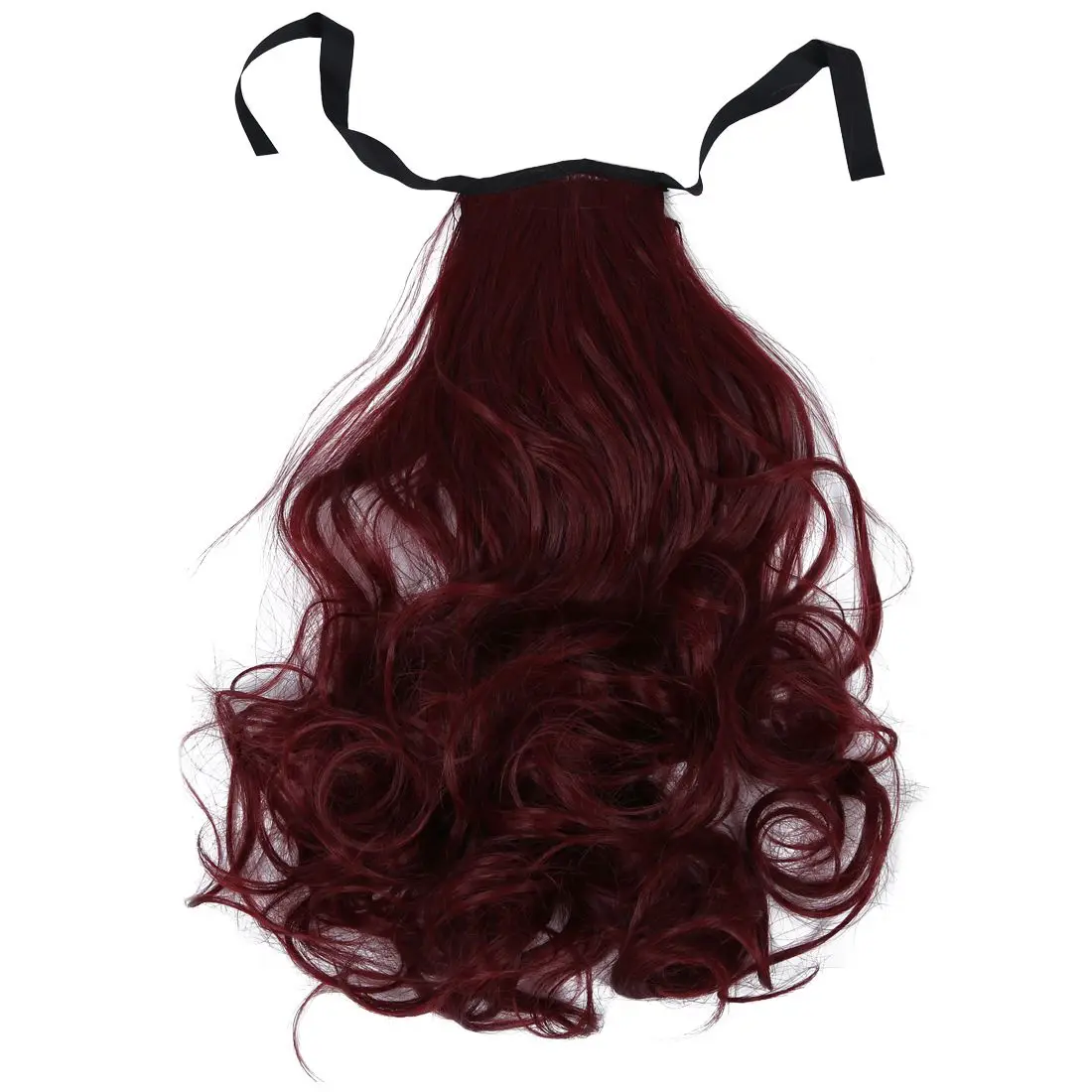 Longo rabo de cavalo clipe na cauda do cabelo, colorido encaracolado corpo onda cabelo extensões, fibra de alta temperatura, destaque trama, vinho tinto