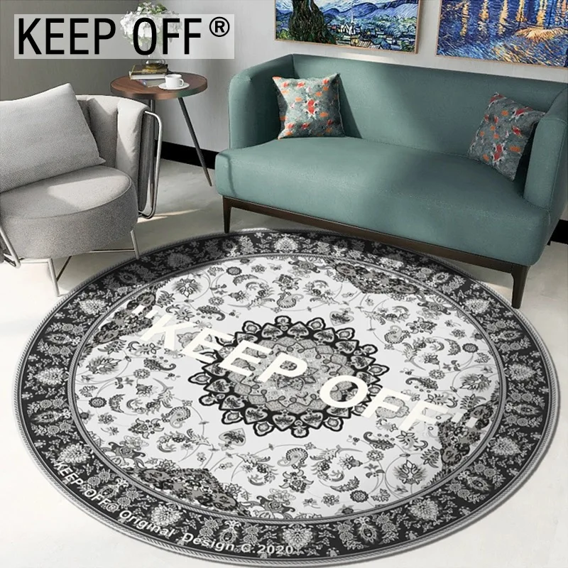 KEEP OFF cashew flower round carpet bedroom living room ins personality hanging basket computer chair non-slip floor mat