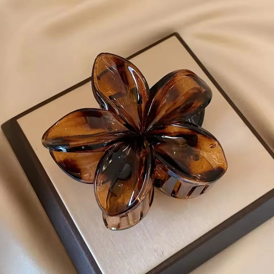 6 Stück Damen-Haarspangen im Meerjungfrau-Stil, Prinzessin, Ei, Blume, 20,3 cm, große Größe, braun, beige, Kopfbedeckung, täglicher Gebrauch, Pferdeschwanz, Hai-Clip – Detail 6
