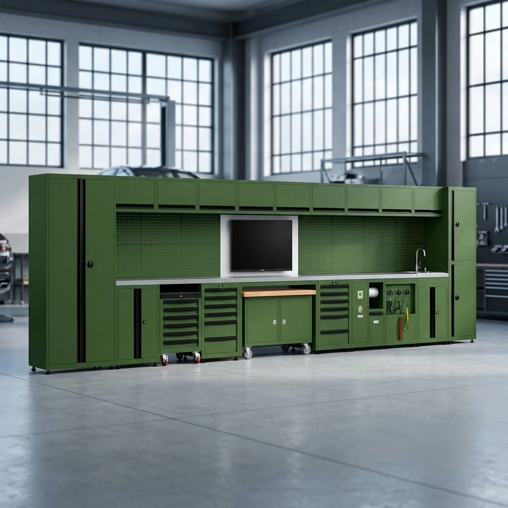 Garage Tool Storage Cabinet Modular Workshop System Heavy Duty Steel Workbench OEM/ODM/OBM 500KG Load Capacity Customizable