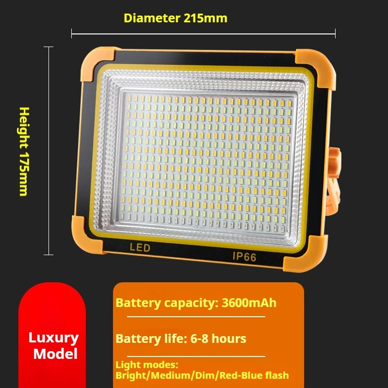 LED Solar Flood Light Outdoor Emergency Lighting Camping Lamp Multi-functional Solar Portable Spotlight