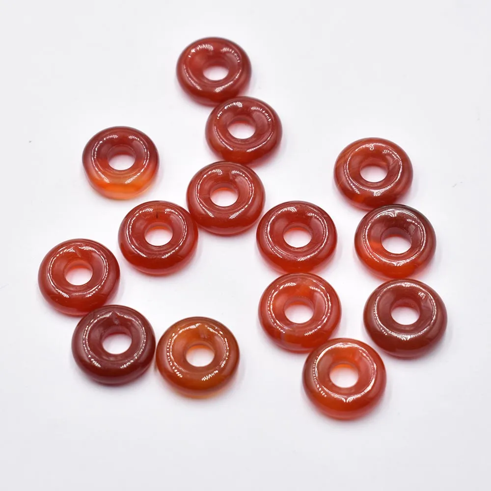 Naturstein Quarzkristall Tigerauge Opal Türkis Kreis 15mm Donut-Anhänger für DIY-Schmuckherstellung Halskette 26 Stück – Detail 8