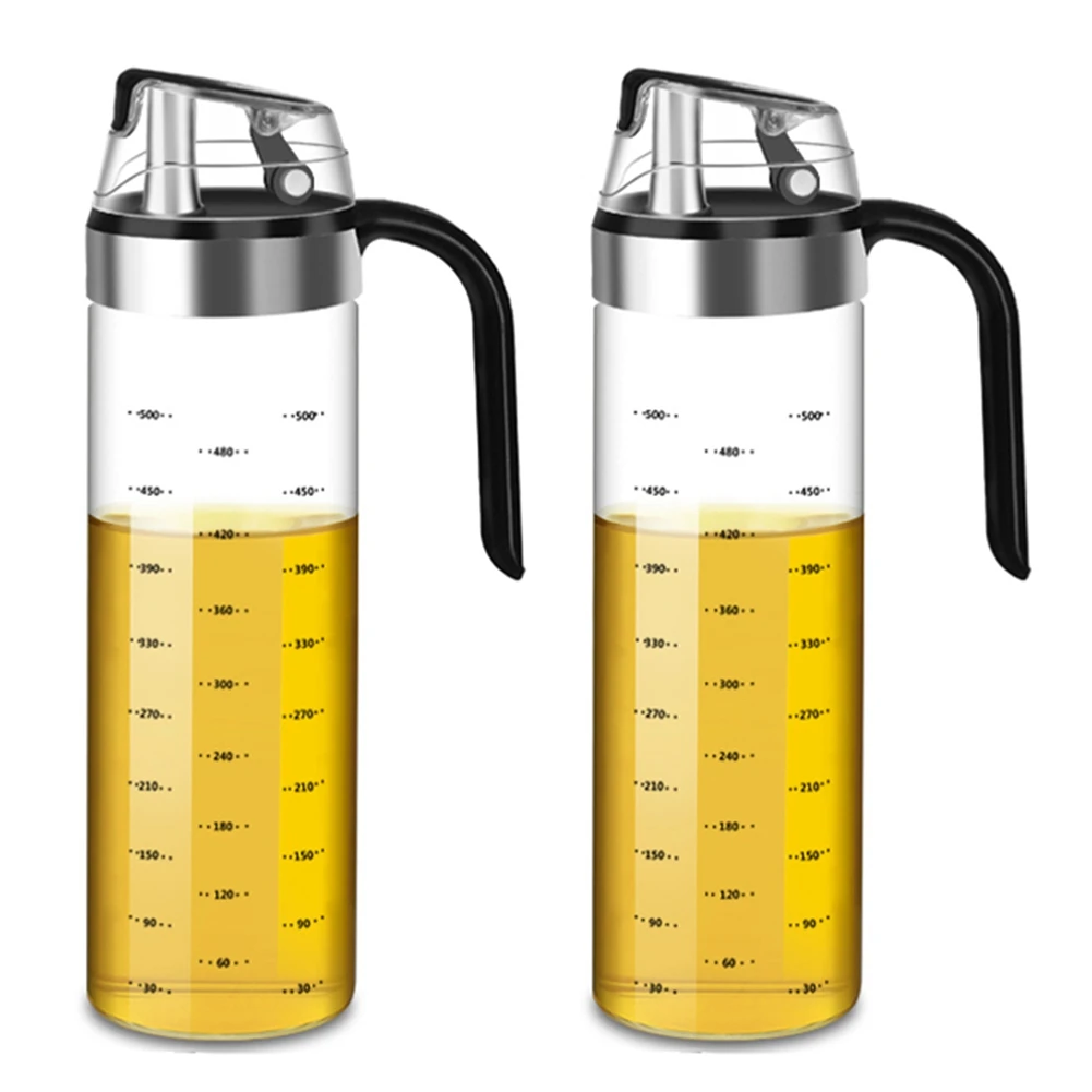 

Olive Oil Dispenser Bottle Auto Flip Condiment Container Automatic Cap And Leakproof Vinegar Glass Cruet For Kitchen