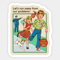 Let Run Away 5PCS Stickers for Funny Cartoon Room Decorations Water Bottles Print Cute Wall Bumper Living Room Stickers Laptop