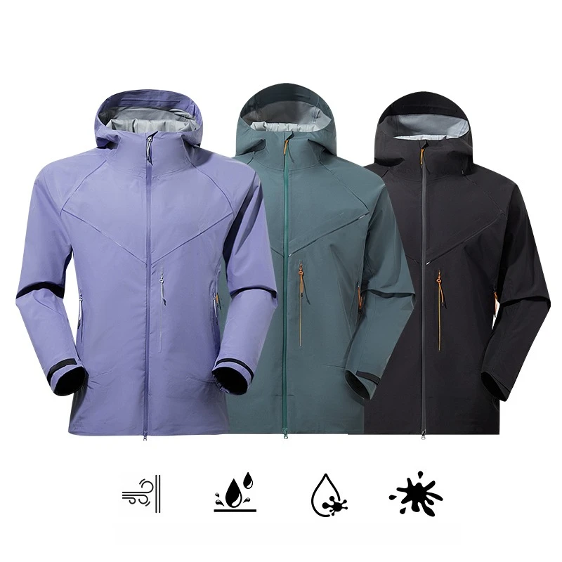 Men's Lightweight Hardshell Jacket – Waterproof & Windproof Hooded Rain Coat with Taped Seams for Hiking & Outdoor Sports