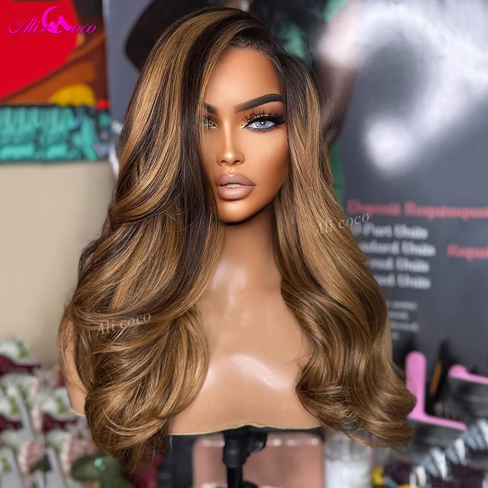 

Медовый блондин и темно-коричневый мелирование Объемная волна Парики из человеческих волос 13x6 13X4 Парик фронта шнурка 5x5 HD Парики с закрытием шнурка для женщин