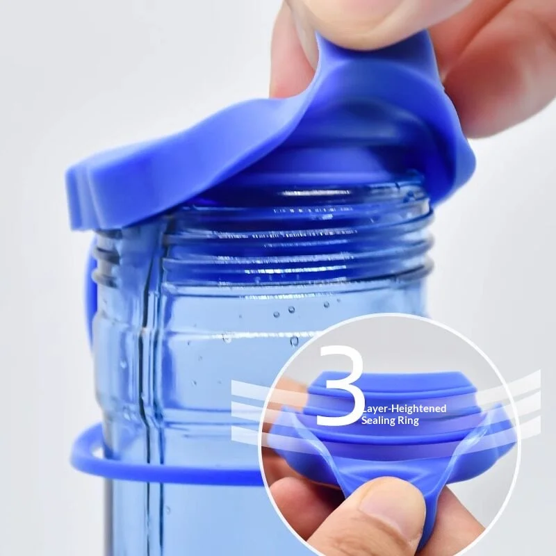 Silicone Water Bucket Dust Cover 3 Layer Sealing Leak Proof Reusable Water Dispenser Gallon Bottle Cap with Connecting Strap