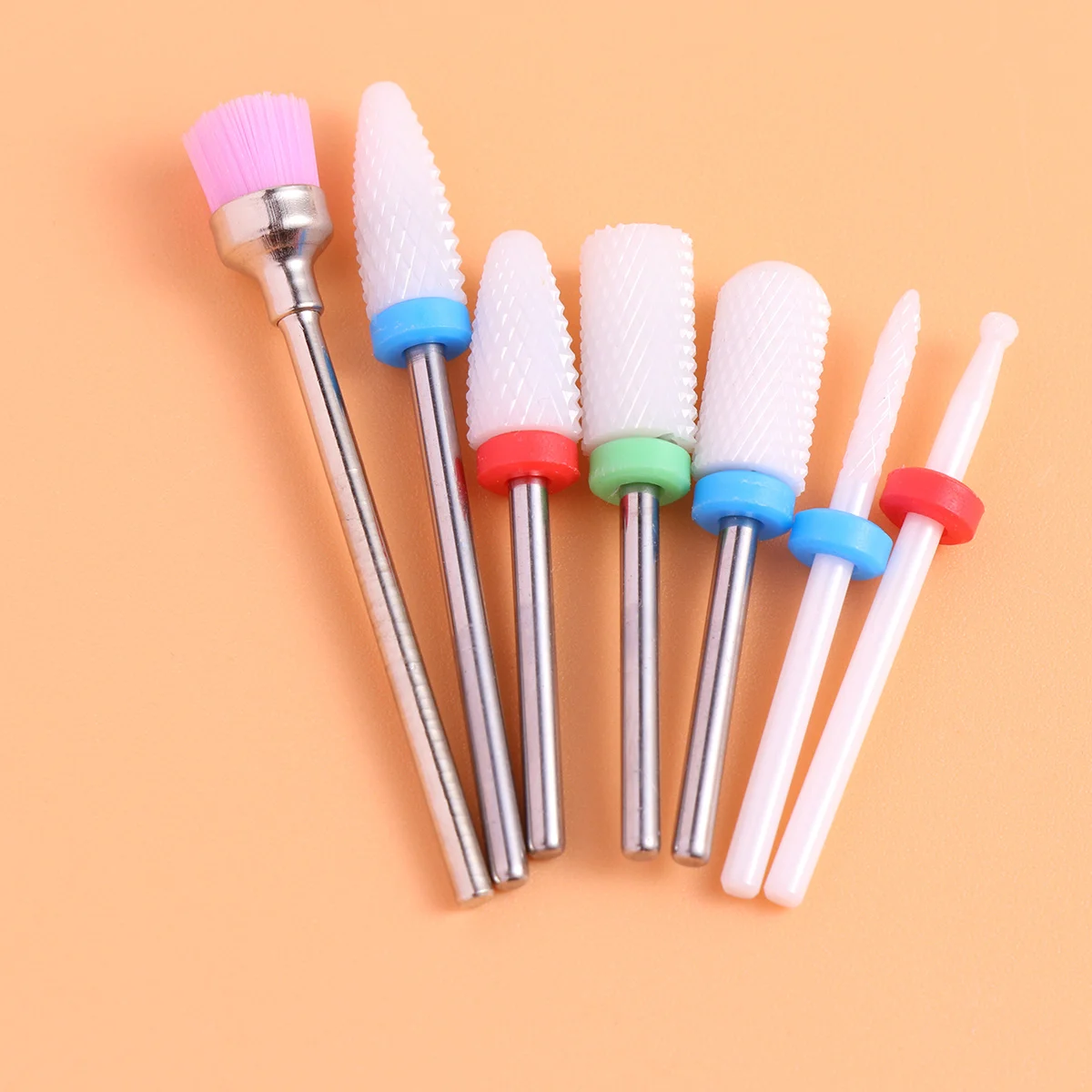 

7Pcs Manicure Drill Bits Set Nail Grinding Head Durable Quartz Kit Nail Drill Tool Portable Case Ideal for Salon