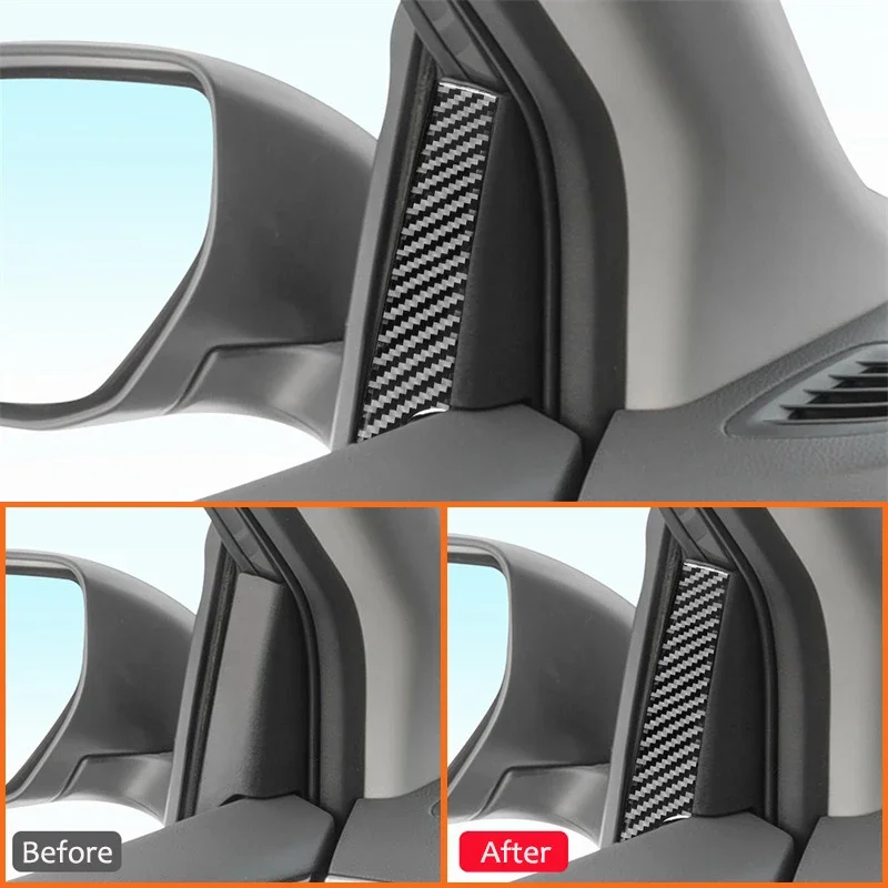 2 قطعة نافذة السيارة من ألياف الكربون A-عمود لوحة شرائط الكسوة أعواد تزيين لنيسان سنترا سيلفي 2016-2019 اكسسوارات #2