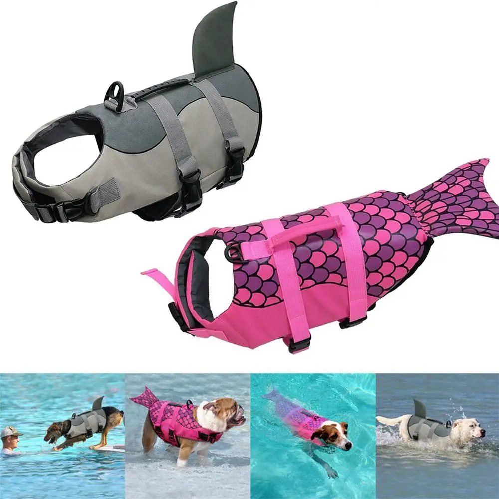 Haustier Hund Schwimmweste Weste Kleidung Schwimmweste Halsband Geschirr Haustier Hund Schwimmen Sommer Bade bekleidung Meerjungfrau Hai