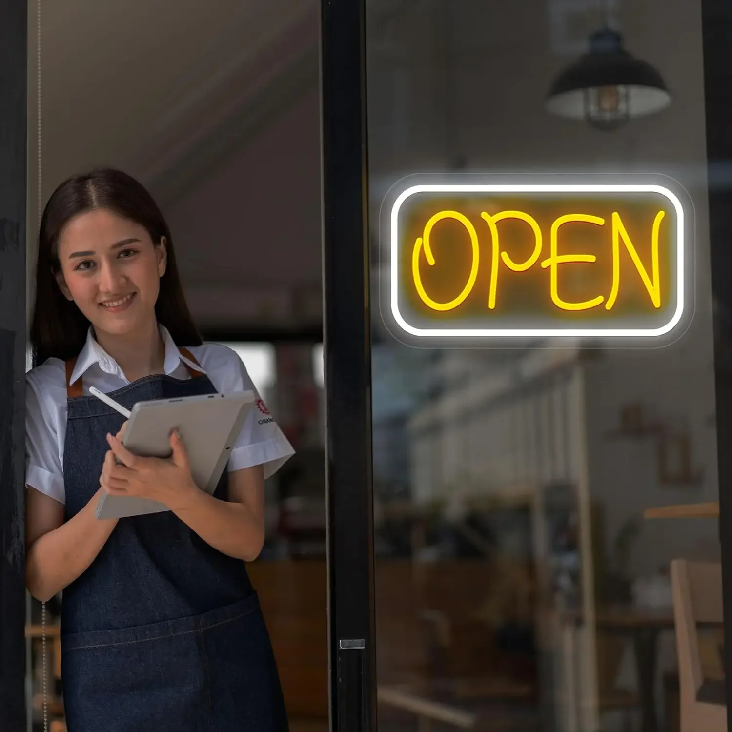Neon Open Sign, Open Neon Light Signs for Business Window With Adjustable Brightness, Powered by USB with  Switch 42*21.4cm
