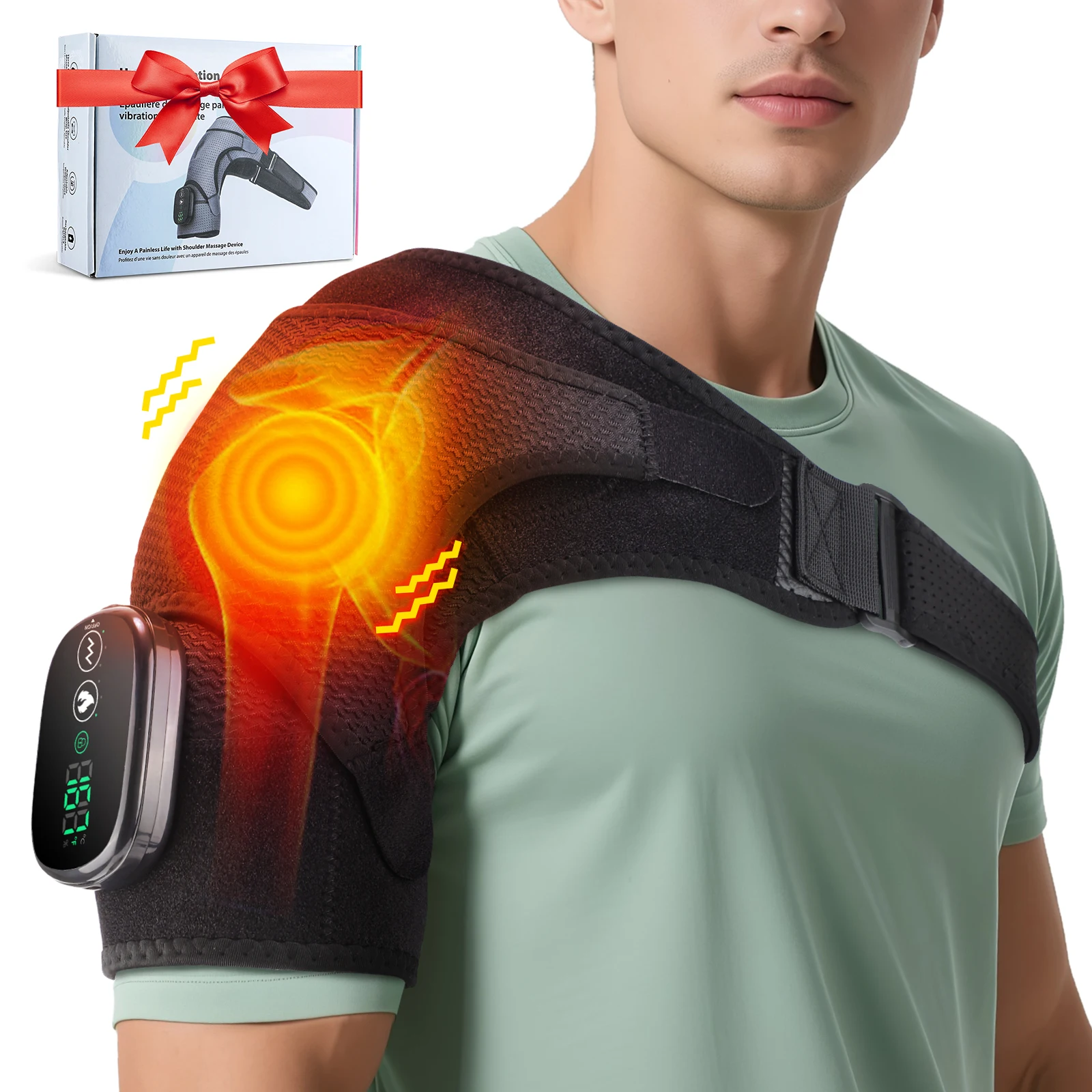 

Electric Shoulder Massage Belt Brace Cordless Vibration Physiotherapy Muscle Relaxation Massager for Knee Elbow Support Strap