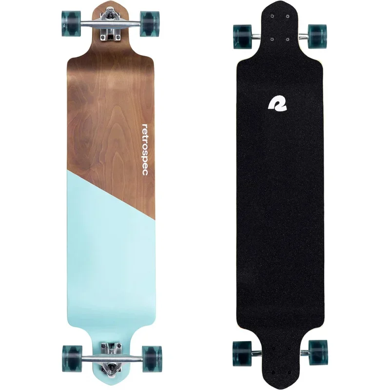 Tidal 41-inch Drop-Down Longboard Skateboard Complete 9-Ply Canadian Maple Wood Build Cruiser for Commuting, Cruising, Carving &