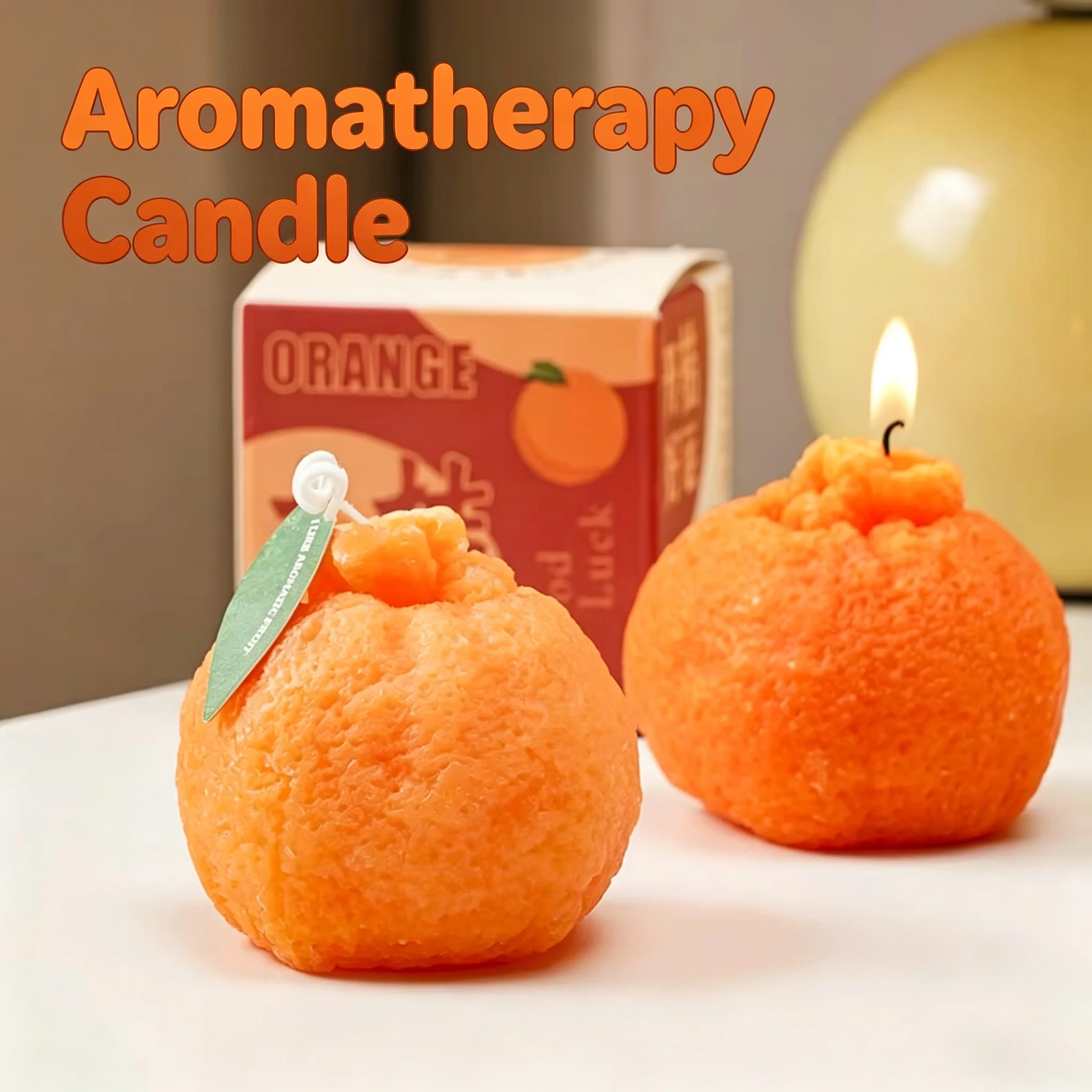 Ugly Cute Orange Aromatherapy Candle, 2 Size Options Available Air Purifying Home Decor Gift for Relaxation, Good Luck Symbol