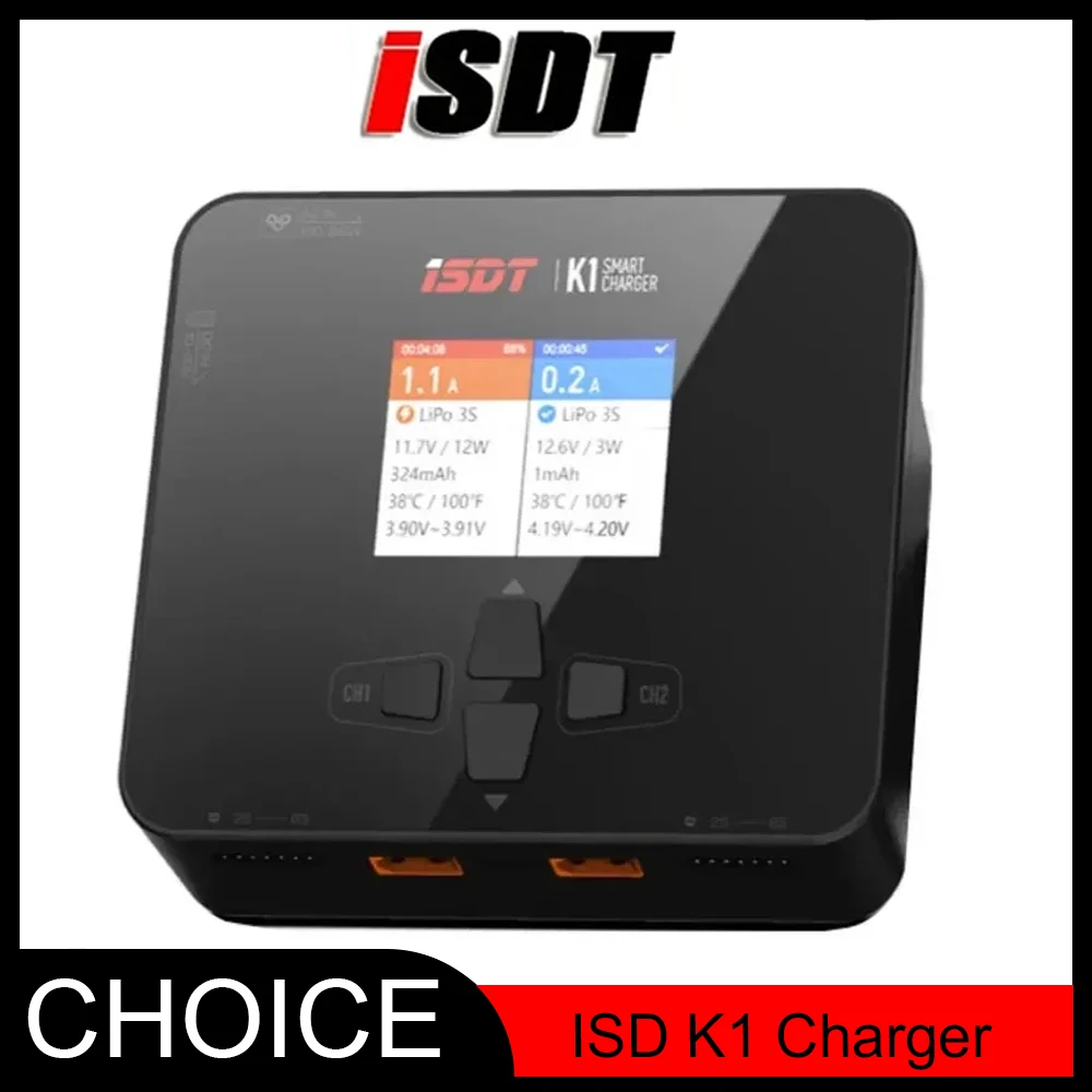 

ISDT K1 AC 100W DC 2X250W 10A Dual Channel Balance Lipo Charger for Lipo NiMh Pb Battery