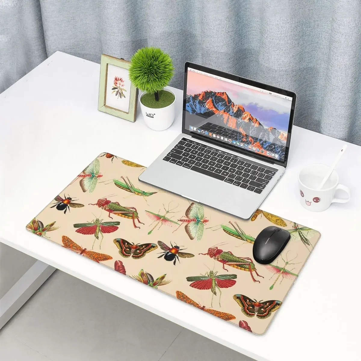 Large Mouse Pad Vintage Bugs And Insects Illustration Gamer PC Laptop Mats Keyboard Computer Gaming Office Accessories Desk Mat