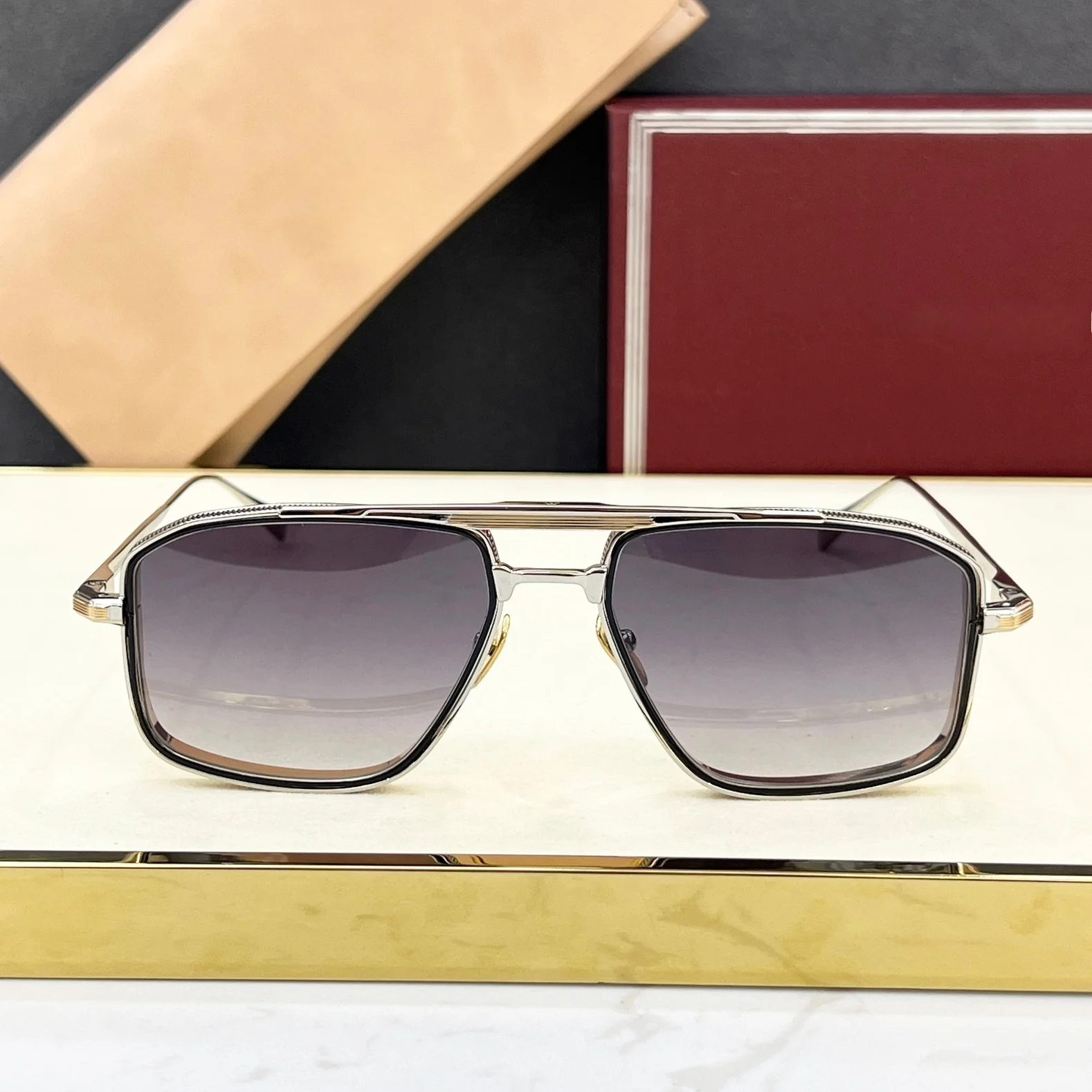 

Солнцезащитные очки JMM EARL квадратной формы унисекс, геометрический дизайн, из сплава, ручная работа (Япония), защита UV400, дизайнерские, в стиле High Street, с футляром