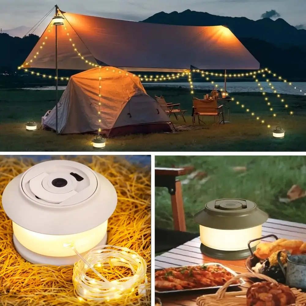 

20M Length Camping Lights String 2 in 1 Design Storable Design Hanging Tent Light Waterproof USB Rechargeable