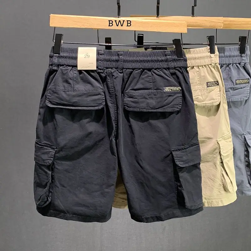 Men's Bermuda Cargo Shorts Solid Cotton Multi Pocket Khaki Male Short Pants Summer Nylon Distressed New in Jorts 2025 Fashion