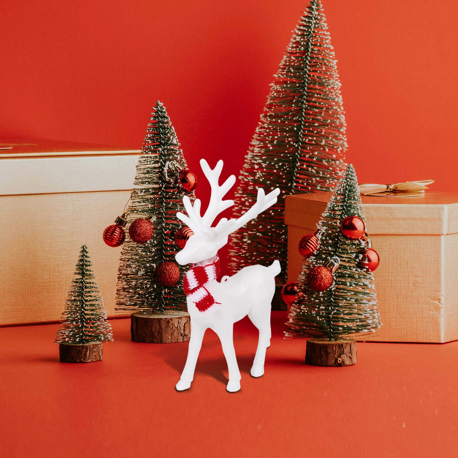 2pcs Reindeer Ornaments White Acrylic Christmas Deer Figurines Holiday Tabletop Decoration Elk Statue For Home Mantel Shelf