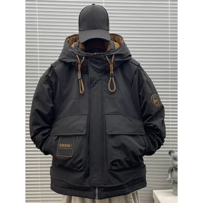 The Korean Version of The Men's Tooling Overcomes The Winter Meat Covering Warmth Hooded Cotton Jacket Which Is Trendy Exquisite
