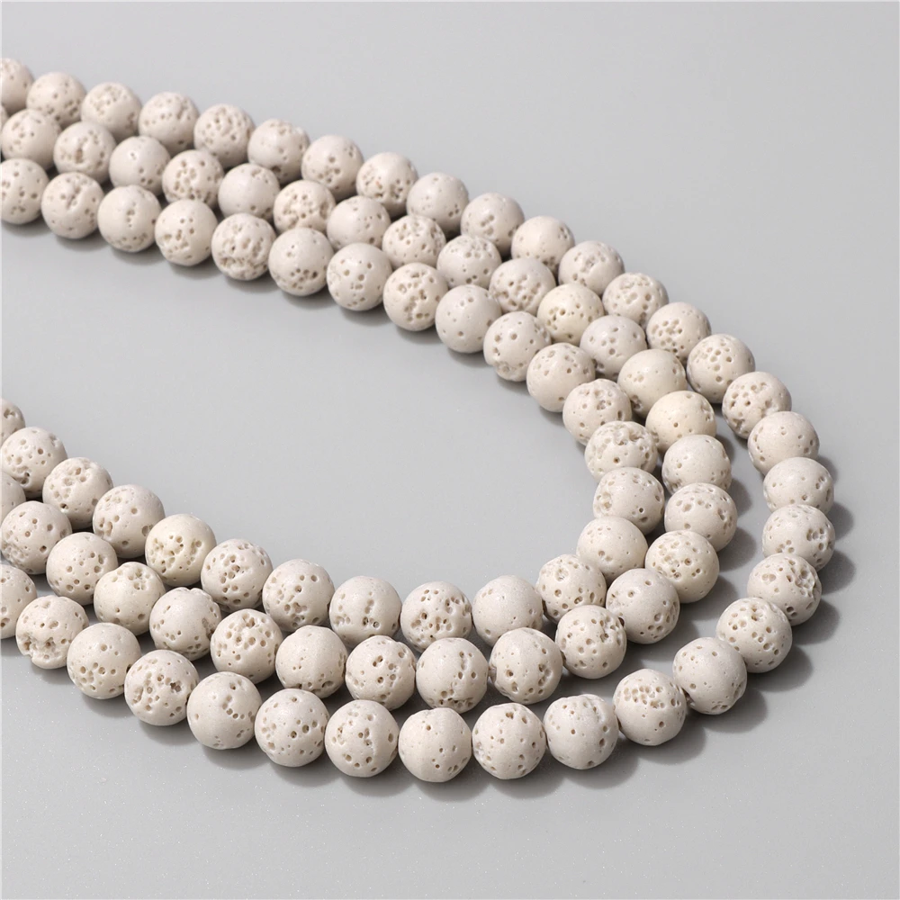 حبات الحجر البركاني الطبيعي لصنع المجوهرات ، الصخور الملونة ، الحمم ، فاصل فضفاض ، سوار ذاتي الصنع ، اكسسوارات قلادة ، 6 مللي متر ، 8 مللي متر ، 10 مللي متر