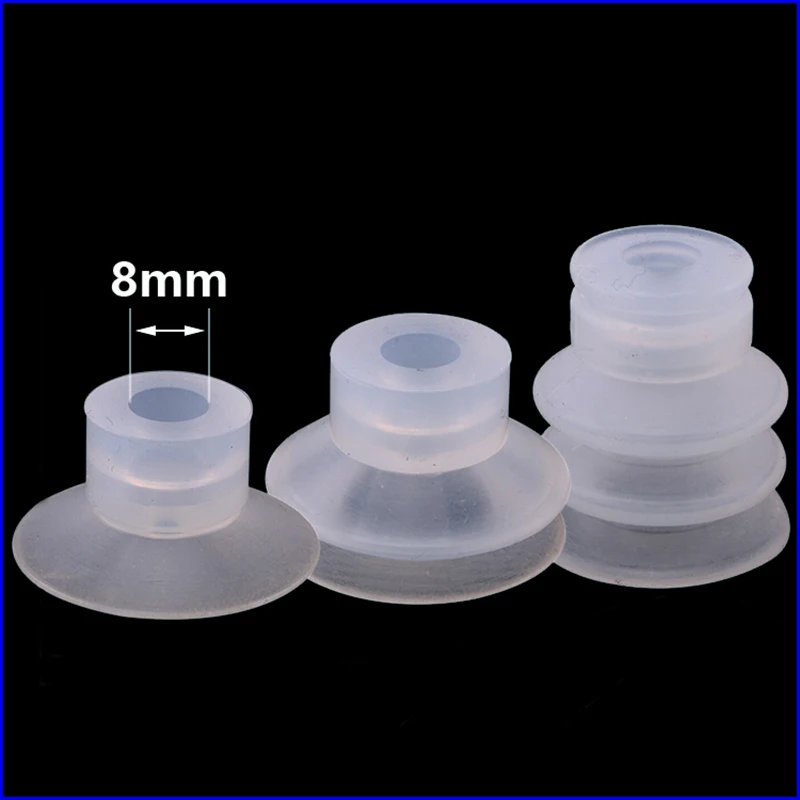 Pneumatic Suction Cup White Silicone Rubber 8mm Mounting Hole Sucker Big Head Injection Molding Machine Manipulator Accessories