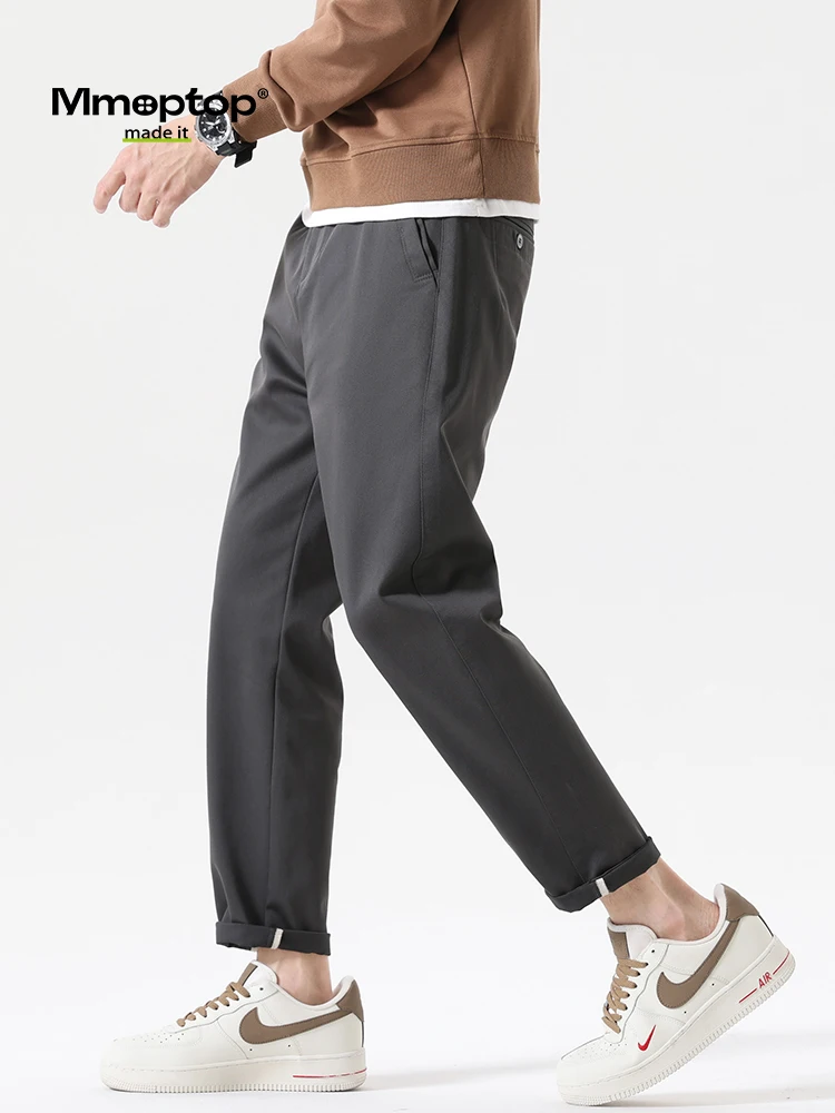 

Мужские летние брюки MMOPTOP из ледяного шелка, повседневные прямые брюки с низкой посадкой, длинные, из хлопка, полиэстера и эластана