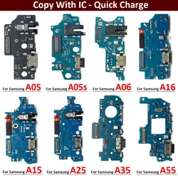 New USB Charging Port Board Flex Cable Connector Parts For Samsung A05 A05s A15 A25 A35 A55 5G Microphone Module