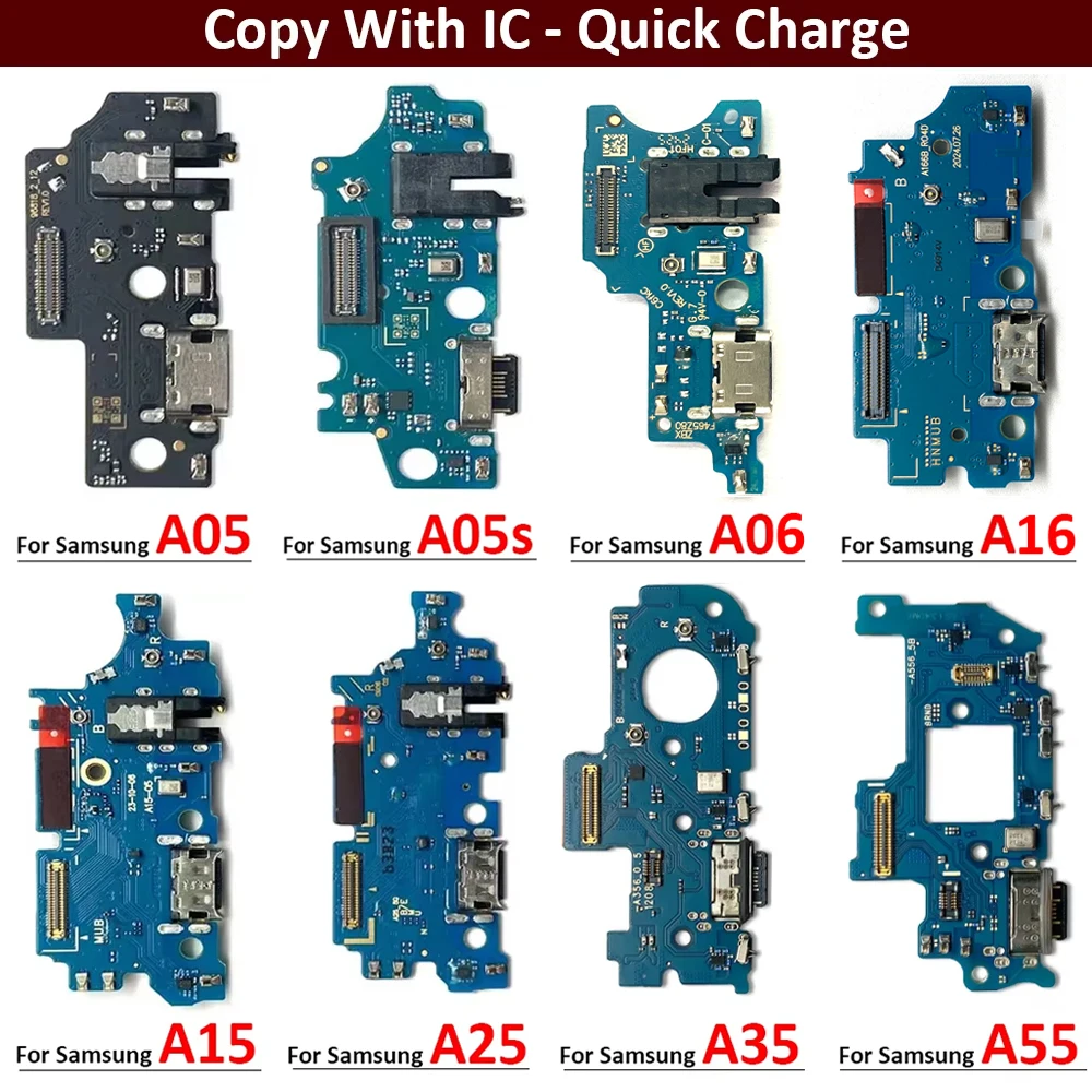 New USB Charging Port Board Flex Cable Connector Parts For Samsung A05 A05s A15 A25 A35 A55 A06 A16 4G 5G Microphone Module