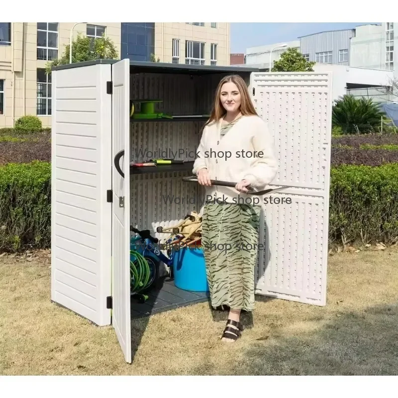 53 Cubic Feet Vertical Storage Shed Multi-Function, Outdoor Storage Cabinet HDEP Resin Storage Box for Backyards, Patio, Garden