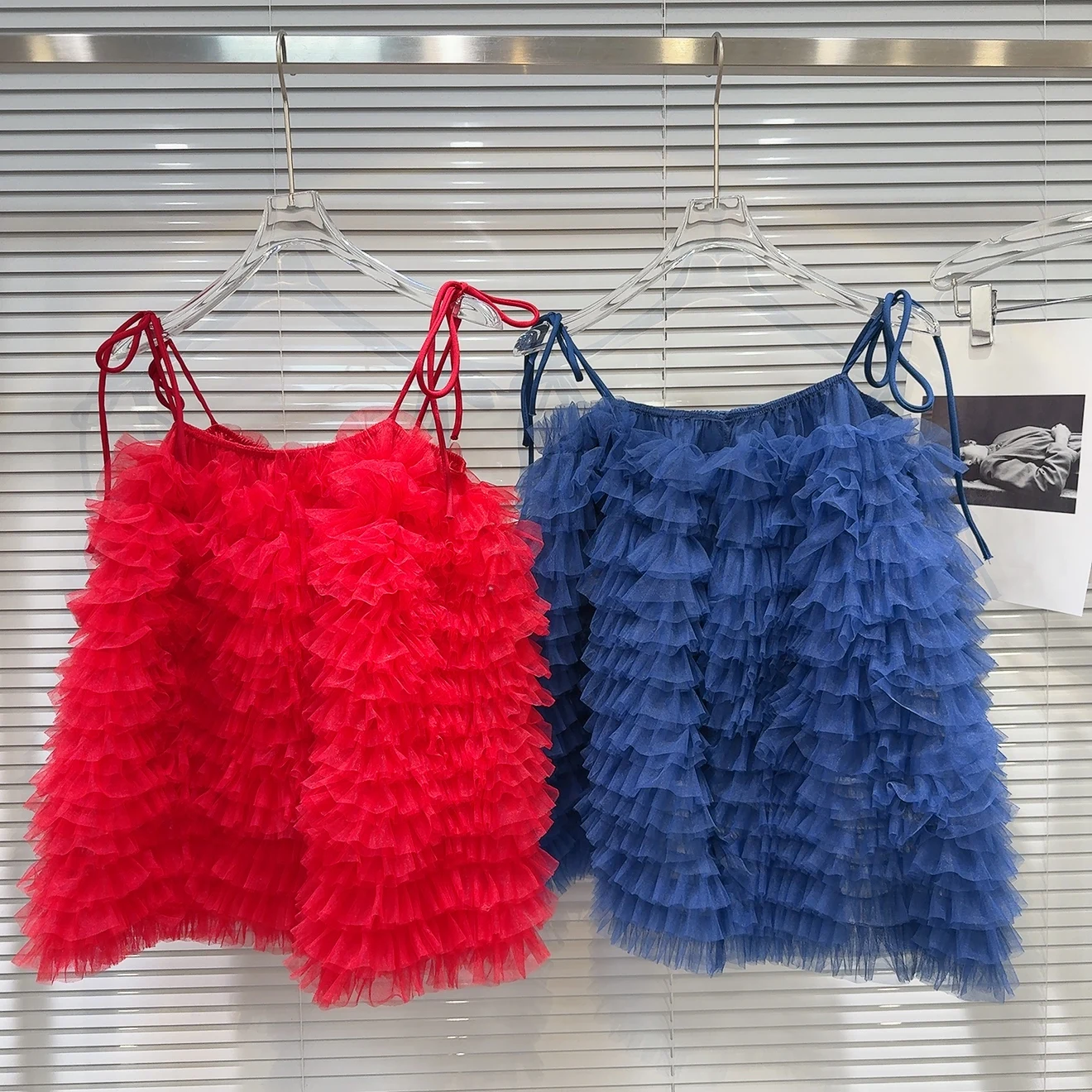 

Trendy Sweet Sle Candy Color Ruffled Me Strapl Vest Women's Summer 2025 New Arrival Layered Tulle ter Ne Top