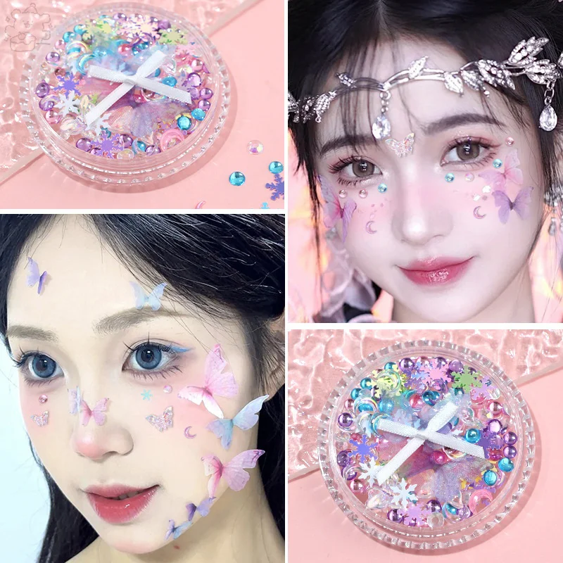 Butterfly Face Makeup Decorative Patch Eye Facil Diamond Bead Adhesive Rhinestone Glitter Sequin DIY Nail Art Decoration