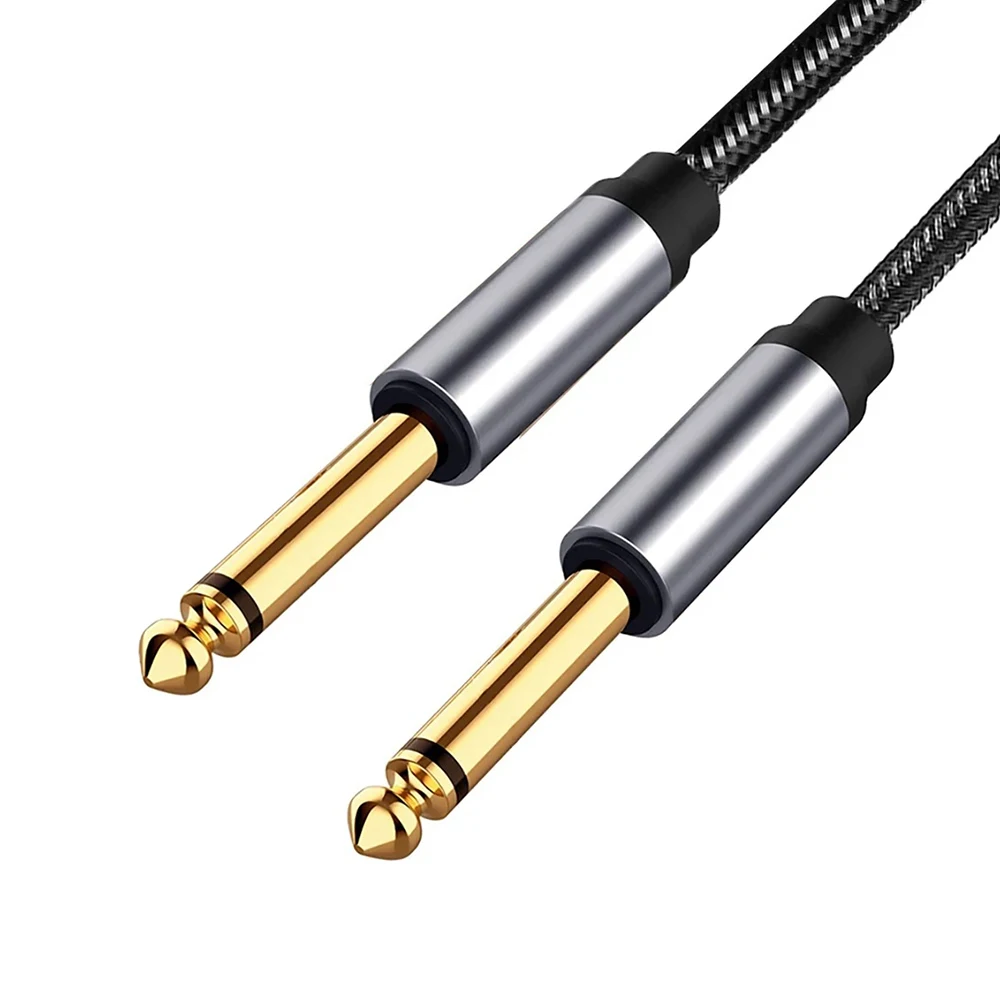 1/4 Inch TS 6.35mm To 6.35 mm Male Plug Mono Nylon Braid Cable 6.5 mm Unbalanced Audio Cord for Guitar Instrument Mixer Keyboard