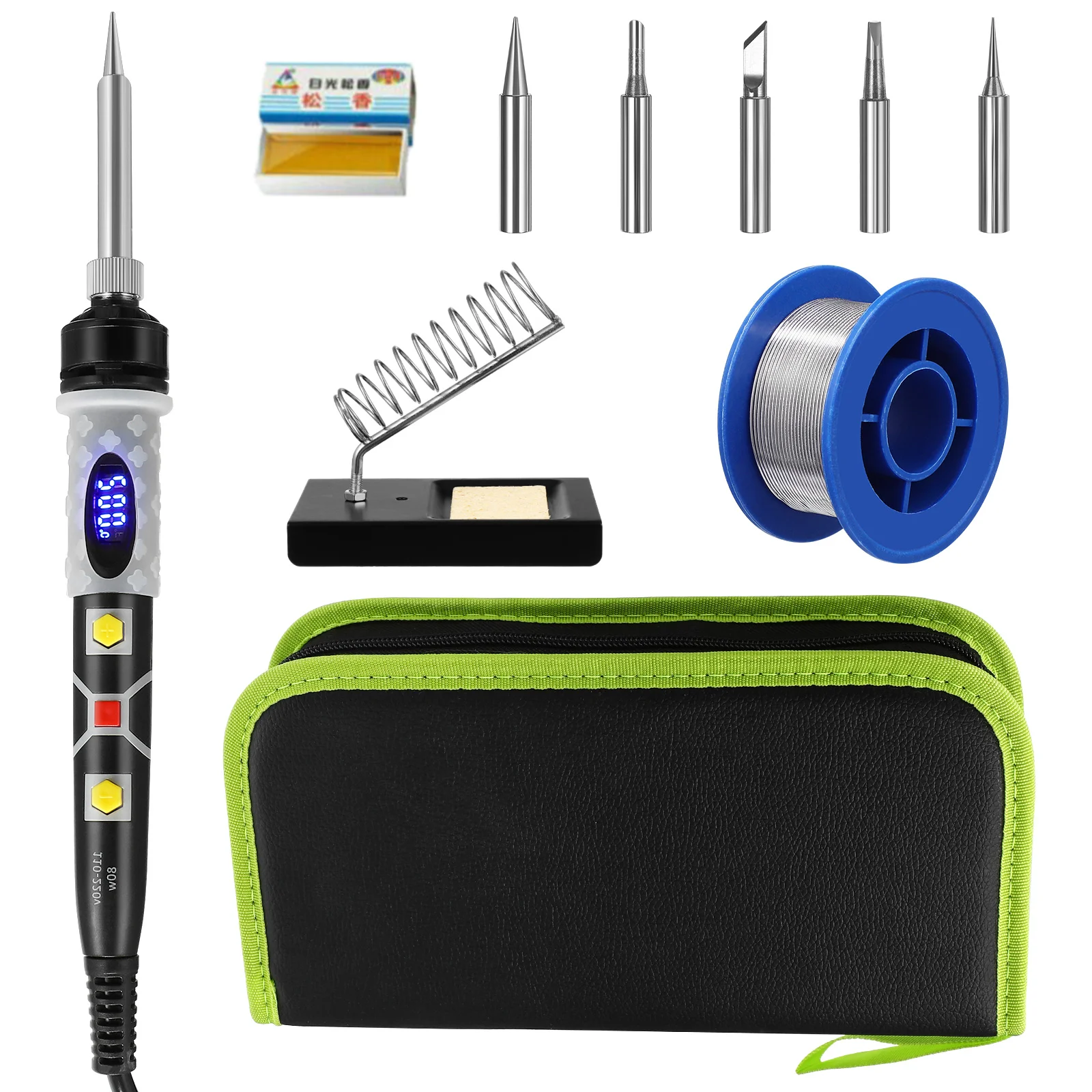 

10Pcs/Set Soldering Iron Kit 80W Digital Display Temperature Adjustable Soldering Repair Tools Kit (AU Plug)